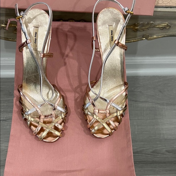 Miu Miu Shoes - Miu Miu Strappy Heels in Gold, Silver, and Pink